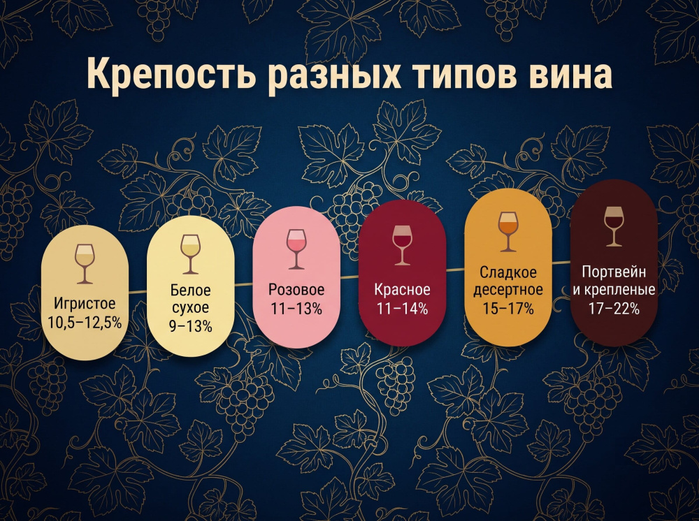 Сколько градусов в вине: крепость разных видов вина