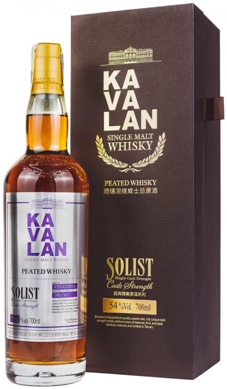 Виски Kavalan, Solist Peated Single Malt Cask Strength (54%), gift box, 0.7 л