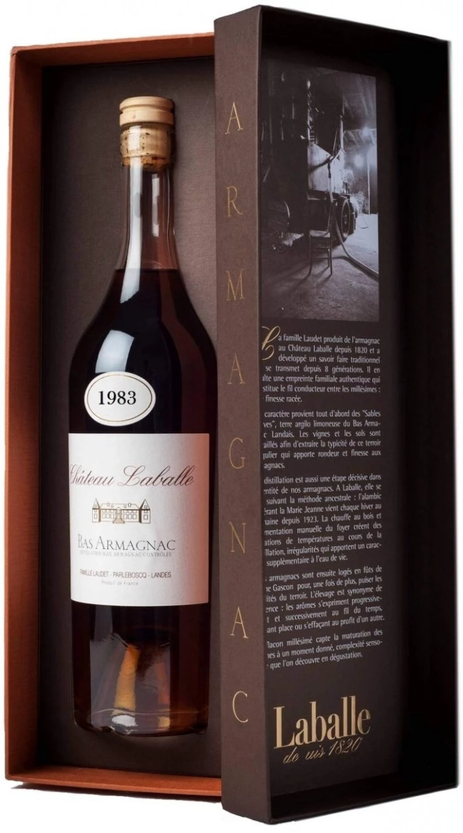Арманьяк Chateau Laballe, Vintage, Bas Armagnac AOC, 1983, gift box, 0.7 л