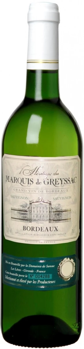 Вино Marquis de Greyssac Bordeaux AOC Sauvignon, 2017