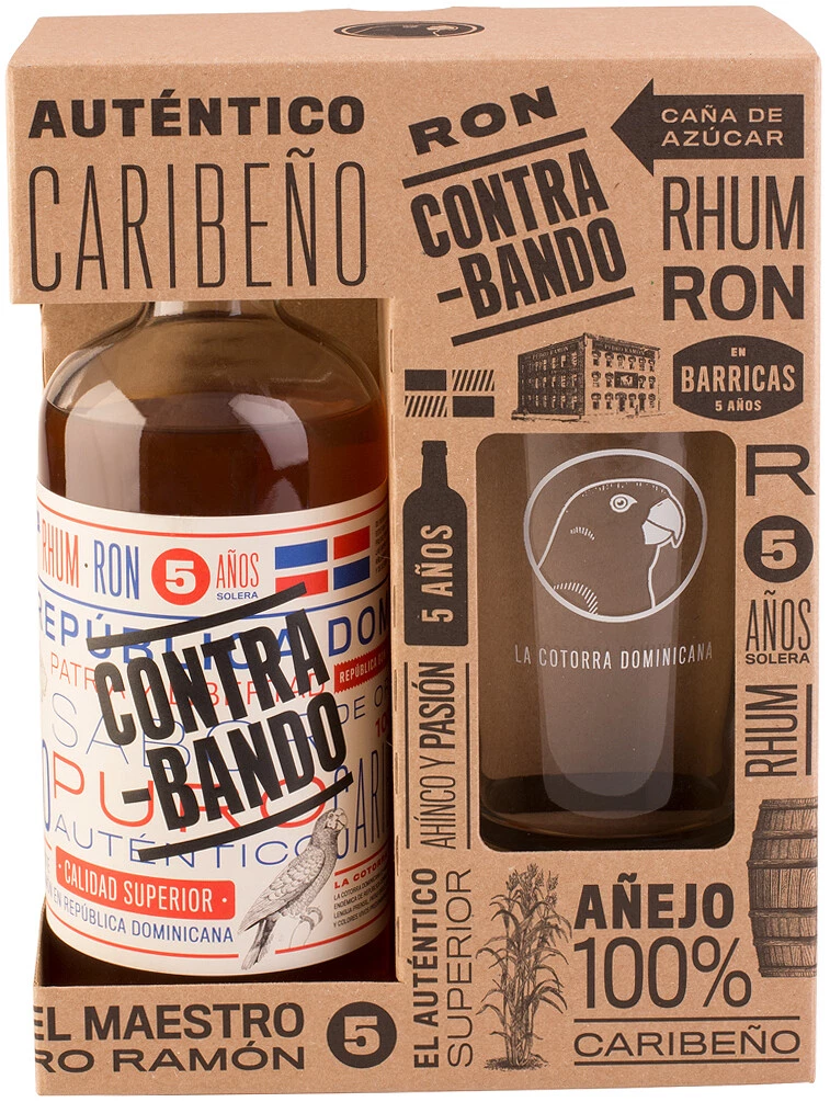 Ром Contrabando 5 Years Old, gift box with glass, 0.7 л
