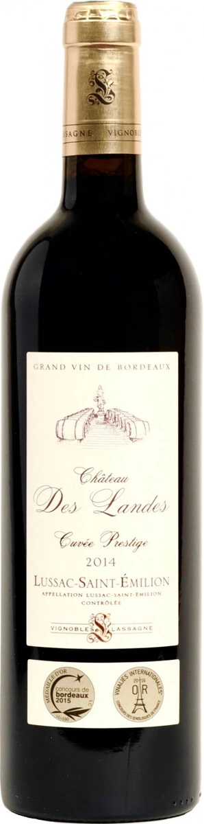 Вино Chateau des Landes, Cuvee Prestige, Lussac-Saint-Emilion AOC, 2014