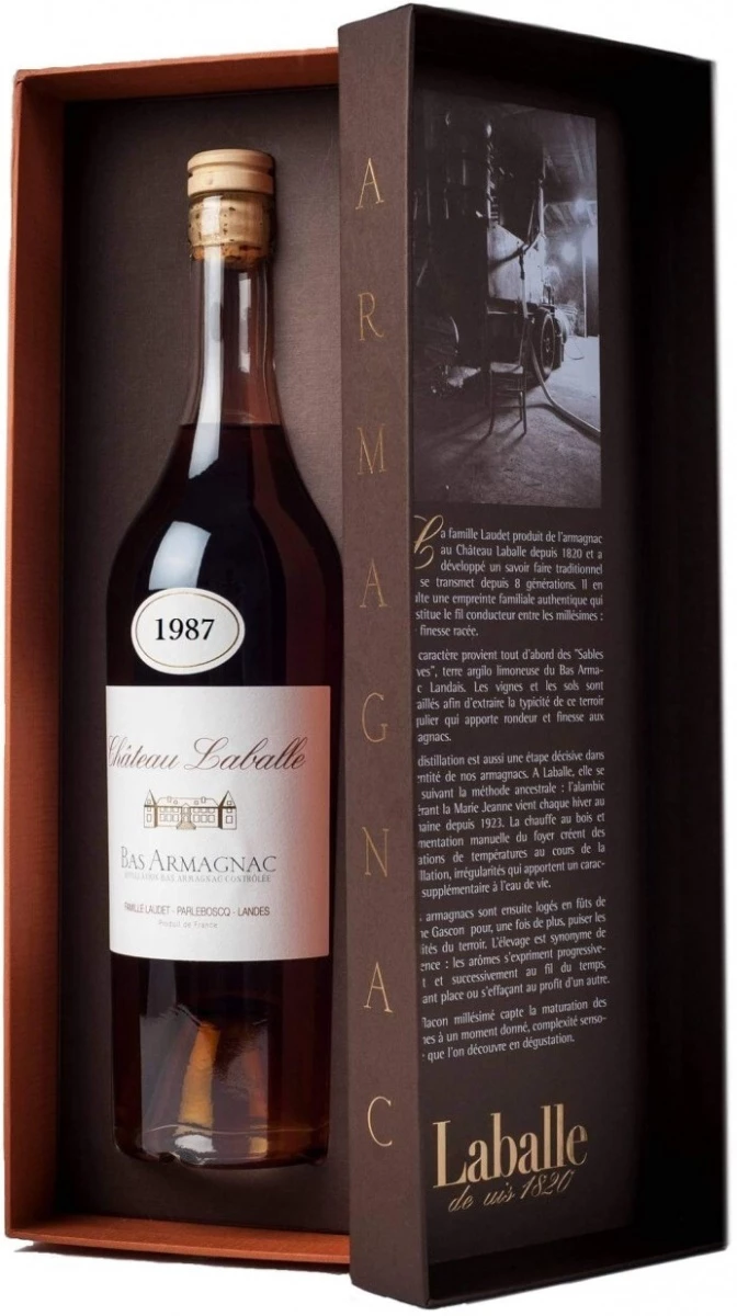 Арманьяк Chateau Laballe, Vintage, Bas Armagnac AOC, 1987, gift box, 0.7 л